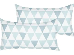 Conjunto De 2 Almofadas De Jardim Azul E Branco 40 X 70 Cm Trifos