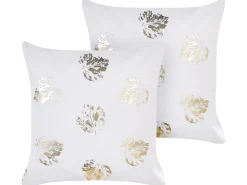Conjunto De 2 Almofadas Decorativas Brancas 45 X 45 Cm Goldenrod
