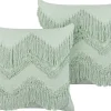 Conjunto De 2 Almofadas Decorativas Em Algodao Verde Claro Com Borlas 45 X 45 Cm Bacopa