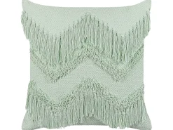 Conjunto De 2 Almofadas Decorativas Em Algodao Verde Claro Com Borlas 45 X 45 Cm Bacopa