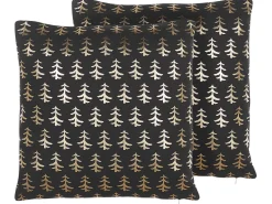 Conjunto De 2 Almofadas Decorativas Em Preto E Dourado 45 X 45 Cm Leroy