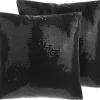 Conjunto De 2 Almofadas Decorativas Com Lantejoulas 45 X 45 Cm Preta Aster