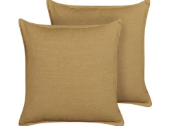 Conjunto De 2 Almofadas Decorativas Amarelo Mostarda 45 X 45 Cm Subulata