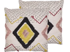 Conjunto De 2 Almofadas Decorativas Tufadas Em Algodao Multicolor 45 X 45 Cm Solanum