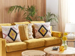 Conjunto De 2 Almofadas Decorativas Tufadas Em Algodao Multicolor 45 X 45 Cm Solanum