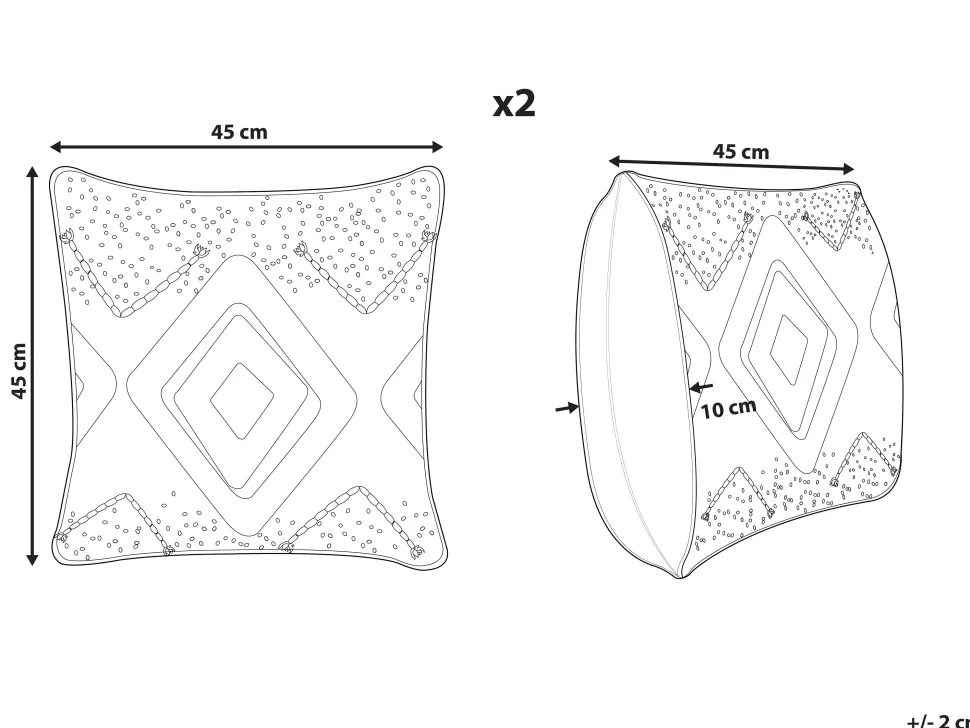 Conjunto De 2 Almofadas Decorativas Tufadas Em Algodao Multicolor 45 X 45 Cm Solanum