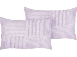 Conjunto De 2 Almofadas Decorativas Em Bombazine Violeta 47 X 27 Cm Millet