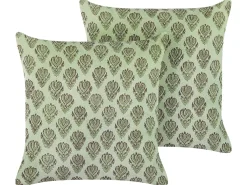 Conjunto De 2 Almofadas Decorativas Em Veludo Verde 45 X 45 Cm Rungia