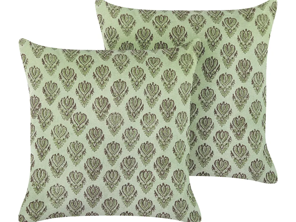 Conjunto De 2 Almofadas Decorativas Em Veludo Verde 45 X 45 Cm Rungia