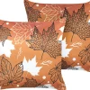 Conjunto De 2 Almofadas Decorativas Em Veludo Laranja Com Padrao De Folha 45 X 45 Cm Poinsettia
