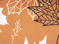 Conjunto De 2 Almofadas Decorativas Em Veludo Laranja Com Padrao De Folha 45 X 45 Cm Poinsettia