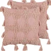 Conjunto De 2 Almofadas Decorativas Tufadas Em Algodao Rosa 45 X 45 Cm Torenia