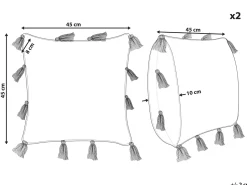 Conjunto De 2 Almofadas Decorativas Tufadas Em Algodao Rosa 45 X 45 Cm Torenia