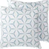 Conjunto De 2 Almofadas Decorativas Padrao Geometrico 45 X 45 Cm Azul Claro Weigela