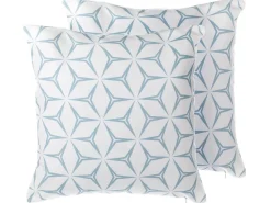 Conjunto De 2 Almofadas Decorativas Padrao Geometrico 45 X 45 Cm Azul Claro Weigela