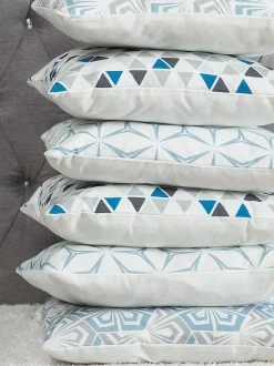 Conjunto De 2 Almofadas Decorativas Padrao Geometrico 45 X 45 Cm Azul Claro Weigela