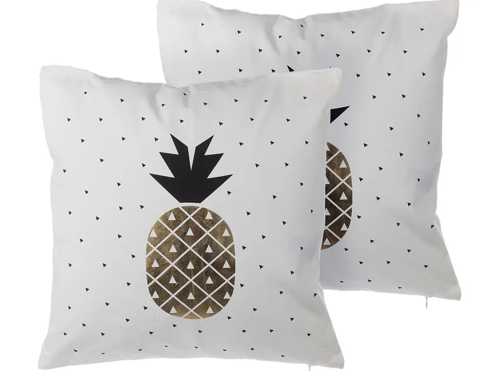 Conjunto De 2 Almofadas Decorativas Brancas Com Estampa De Ananas 45 X 45 Cm Yasmin