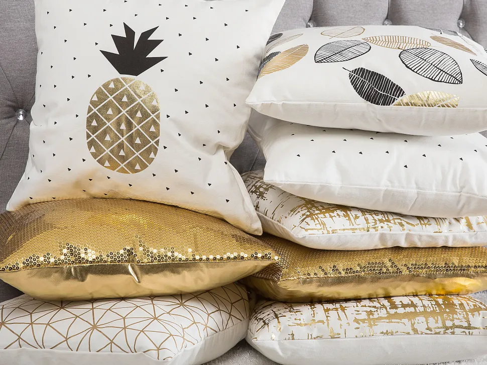 Conjunto De 2 Almofadas Decorativas Brancas Com Estampa De Ananas 45 X 45 Cm Yasmin
