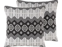 Conjunto De 2 Almofadas De Algodao Preto E Branco 45 X 45 Cm Cardak