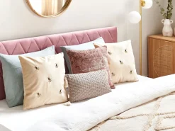 Conjunto De 2 Almofadas Decorativas Em Veludo Creme 45 X 45 Cm Talinum