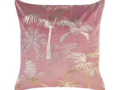Conjunto De 2 Almofadas Decorativas Em Veludo Rosa 45 X 45 Cm Caranday