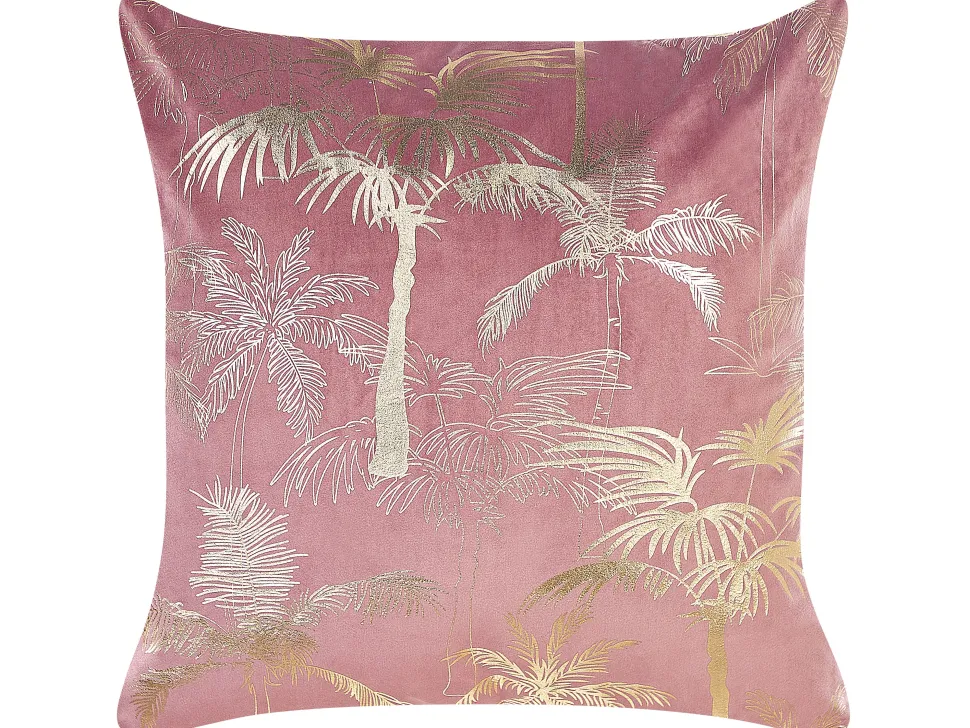 Conjunto De 2 Almofadas Decorativas Em Veludo Rosa 45 X 45 Cm Caranday