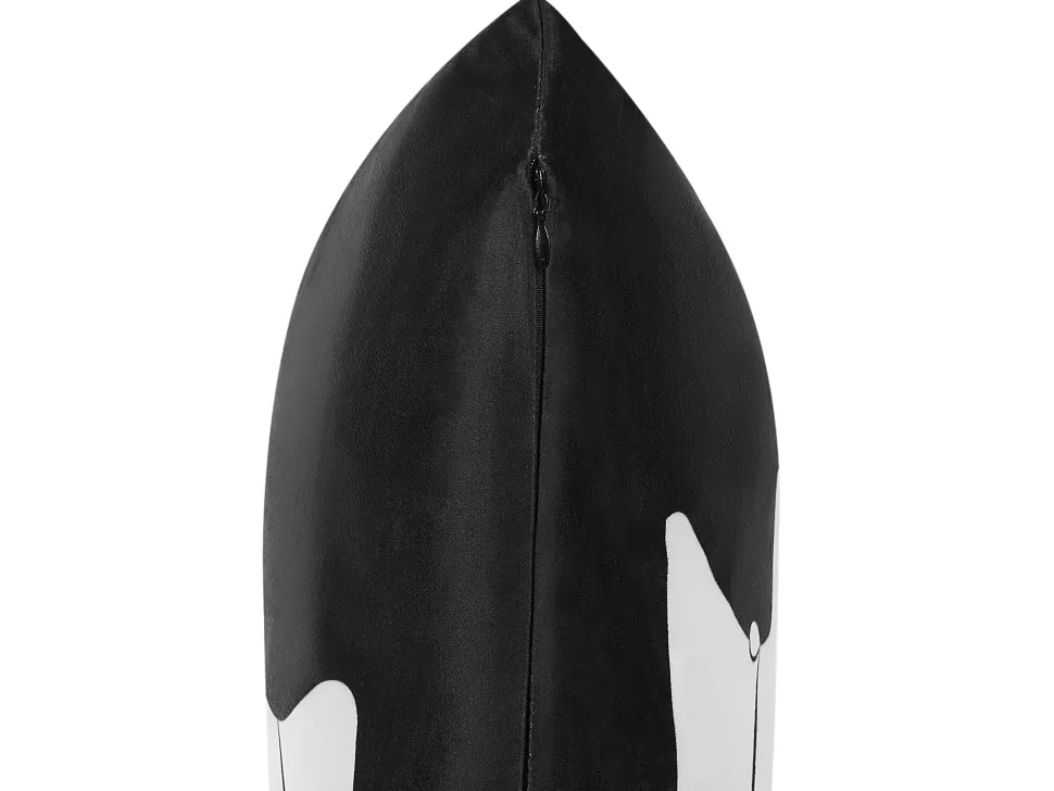 Conjunto De 2 Almofadas Decorativas Em Veludo Preto E Branco Mandevilla