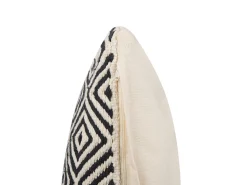 Conjunto De 2 Almofadas Decorativas Em Algodao Creme E Preto Com Padrao Geometrico 45 X 45 Cm Calanthe