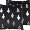 Conjunto De 2 Almofadas De Veludo Preto Padrao Natalicio 45 X 45 Cm Cupid