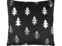 Conjunto De 2 Almofadas De Veludo Preto Padrao Natalicio 45 X 45 Cm Cupid