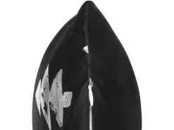 Conjunto De 2 Almofadas De Veludo Preto Padrao Natalicio 45 X 45 Cm Cupid