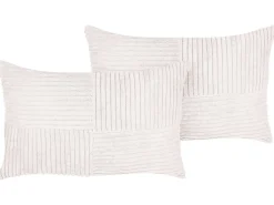 Conjunto De 2 Almofadas Decorativas Em Bombazine Branca Creme 47 X 27 Cm Millet