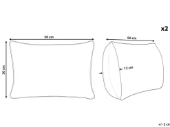 Conjunto De 2 Almofadas Decorativas Cinzentas 30 X 50 Cm Komana