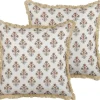Conjunto De 2 Almofadas Decorativas Com Padrao De Flores Em Algodao Branco 45 X 45 Cm Omorika