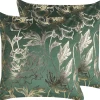 Conjunto De 2 Almofadas Decorativas Em Veludo Verde E Dourado 45 X 45 Cm Daffodil