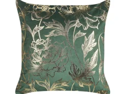 Conjunto De 2 Almofadas Decorativas Em Veludo Verde E Dourado 45 X 45 Cm Daffodil