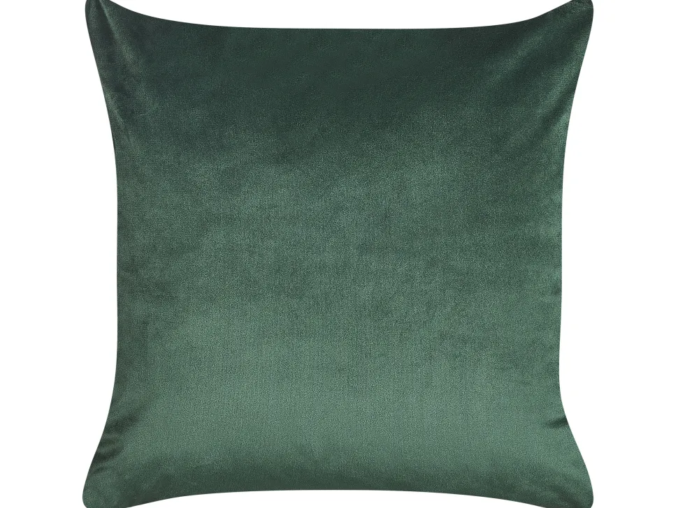 Conjunto De 2 Almofadas Decorativas Em Veludo Verde E Dourado 45 X 45 Cm Daffodil
