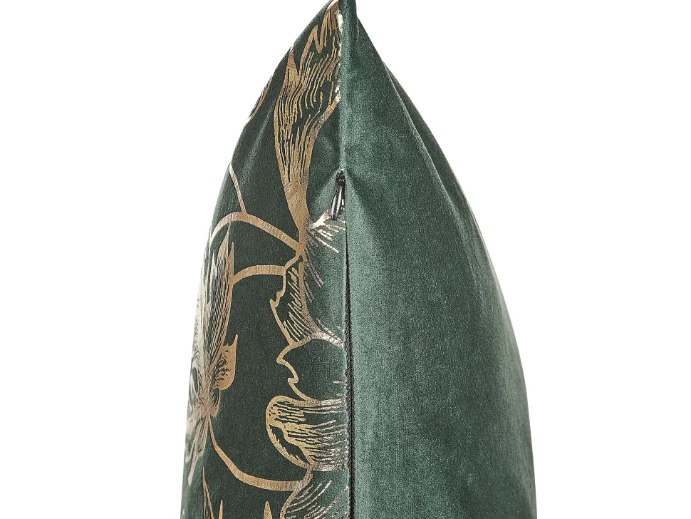 Conjunto De 2 Almofadas Decorativas Em Veludo Verde E Dourado 45 X 45 Cm Daffodil