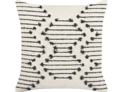 Conjunto De 2 Almofadas Decorativas Em Algodao Creme E Preto Com Padrao Geometrico 45 X 45 Cm Myrtus