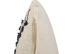 Conjunto De 2 Almofadas Decorativas Em Algodao Creme E Preto Com Padrao Geometrico 45 X 45 Cm Myrtus