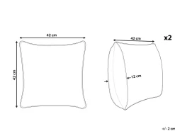 Conjunto De 2 Almofadas Decorativas Creme E Castanho 42 X 42 Cm Ehnar