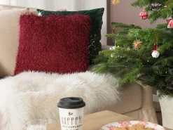 Conjunto De 2 Almofadas Decorativas Vermelhas 45 X 45 Cm Hellebore