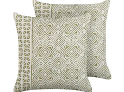 Conjunto De 2 Almofadas Decorativas Verde Claro E Branco 45 X 45 Cm Larics