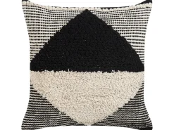 Conjunto De 2 Almofadas Decorativas Tufadas Em Algodao Creme E Preto 50 X 50 Cm Khora