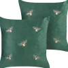 Conjunto De 2 Almofadas Decorativas Em Veludo Verde 45 X 45 Cm Talinum