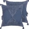 Conjunto De 2 Almofadas Decorativas Tufadas Em Algodao Azul 45 X 45 Cm Avium
