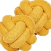 Conjunto De 2 Almofadas Decorativas Com No Em Tecido Boucle Amarelo 19 X 19 Cm Malni