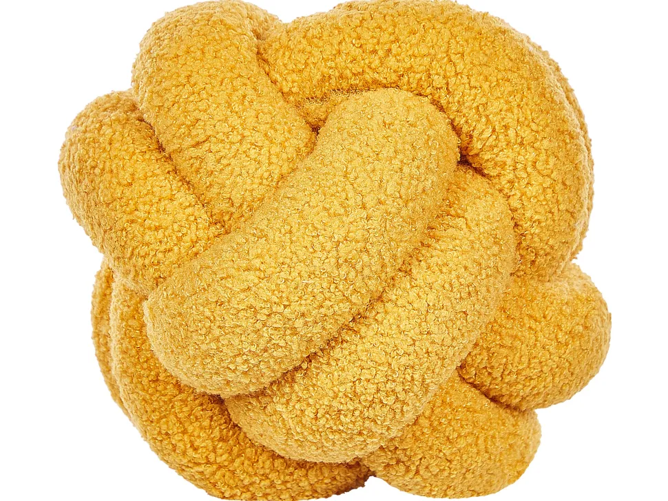 Conjunto De 2 Almofadas Decorativas Com No Em Tecido Boucle Amarelo 19 X 19 Cm Malni