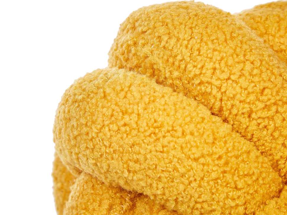 Conjunto De 2 Almofadas Decorativas Com No Em Tecido Boucle Amarelo 19 X 19 Cm Malni
