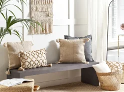 Conjunto De 2 Almofadas Decorativas Em Algodao Creme 45 X 45 Cm Aralia